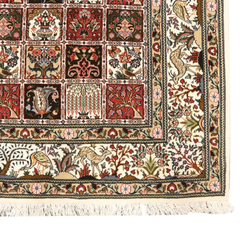hochwertiger-moud-orientteppich-287x200-cm-handgeknupft-blutenmuster-6 Moud Perserteppich 285 × 199 cm aus Wolle & Seide, handgeknüpft