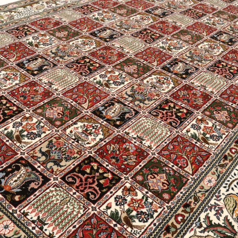hochwertiger-moud-orientteppich-287x200-cm-handgeknupft-blutenmuster-7 Moud Perserteppich 285 × 199 cm aus Wolle & Seide, handgeknüpft