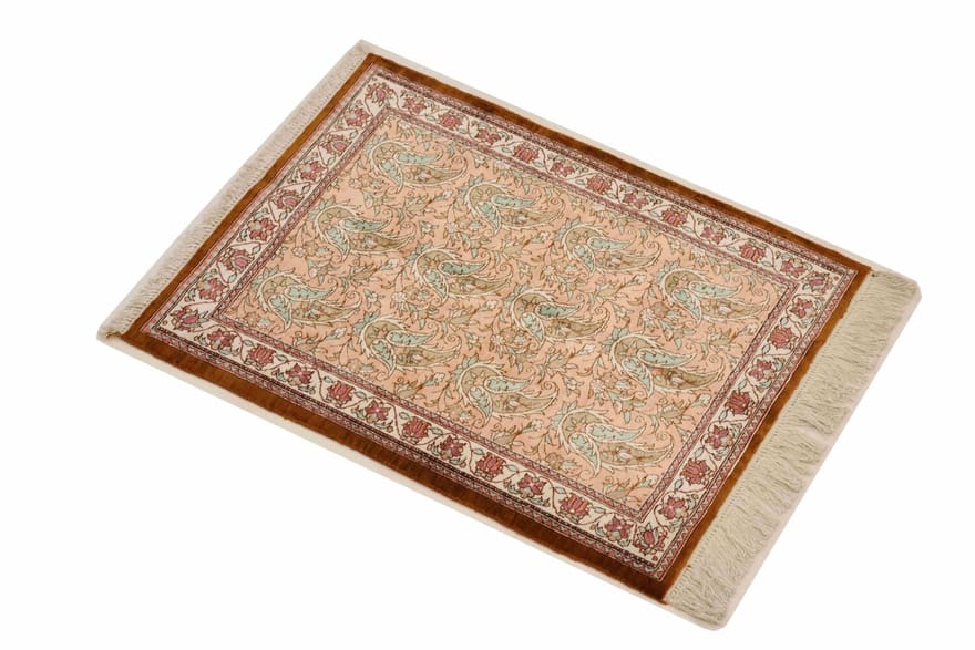 TeppichBazar Ghom Seidenteppich 69×49 cm – Florales Design, handgeknüpft