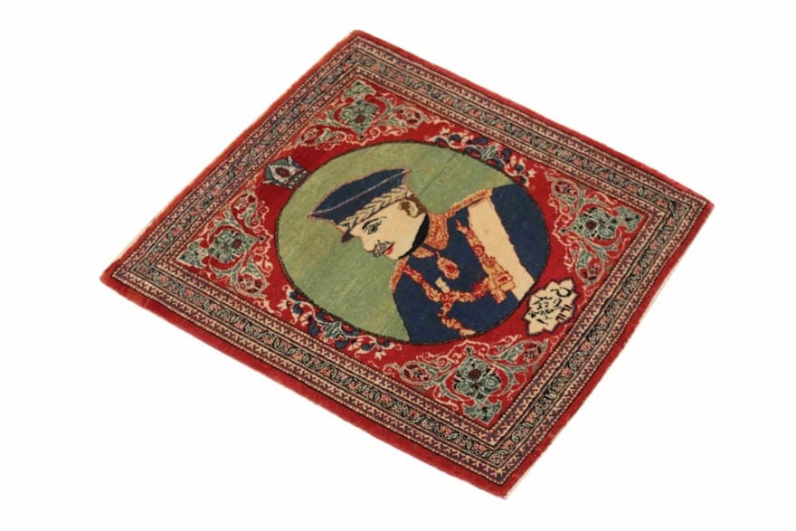 Antiker Kashan Perserteppich aus Iran, 70 × 60 cm