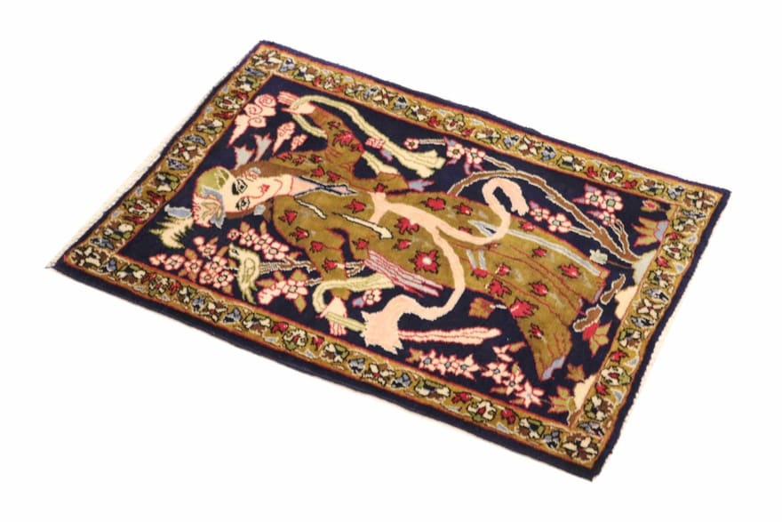 ghom-teppich-82x58-cm-handgeknupft-100-seide-luxus-design-2 Handgeknüpfter Ghom Perserteppich, 80 × 57 cm, Wolle
