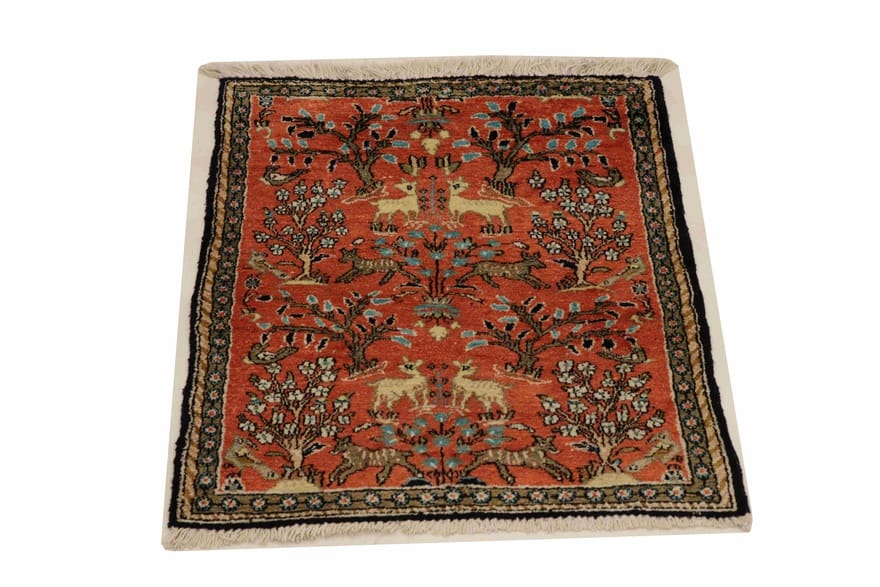 Ghom Seidenteppich 77×57 cm – Handgeknüpft, luxuriös, Orientteppich