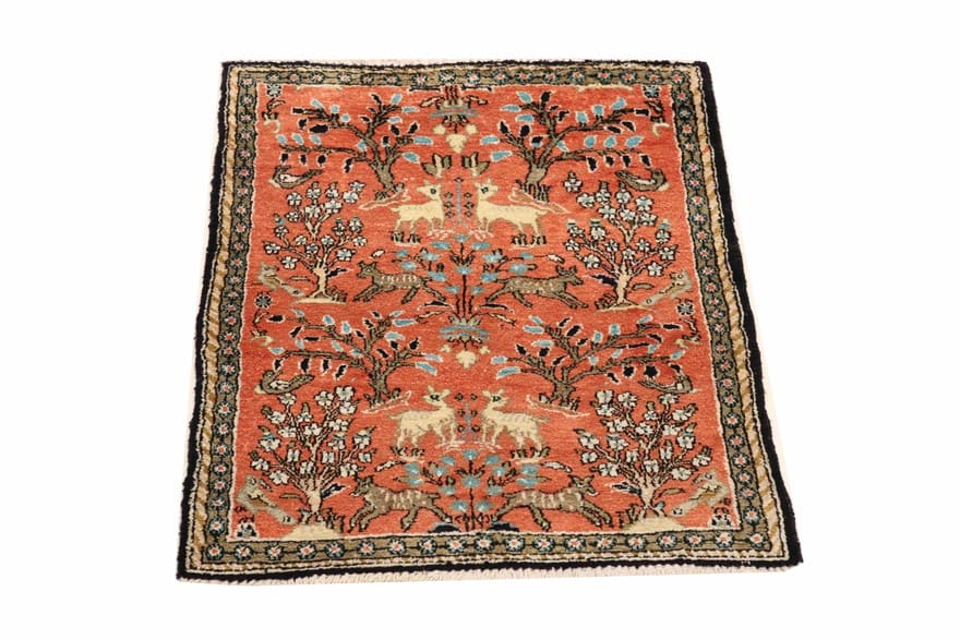 Ghom Seidenteppich 77×57 cm – Handgeknüpft, luxuriös, Orientteppich