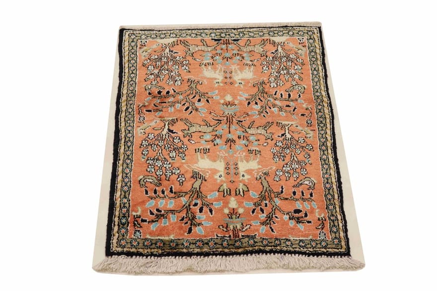 Ghom Seidenteppich 77×57 cm – Handgeknüpft, luxuriös, Orientteppich