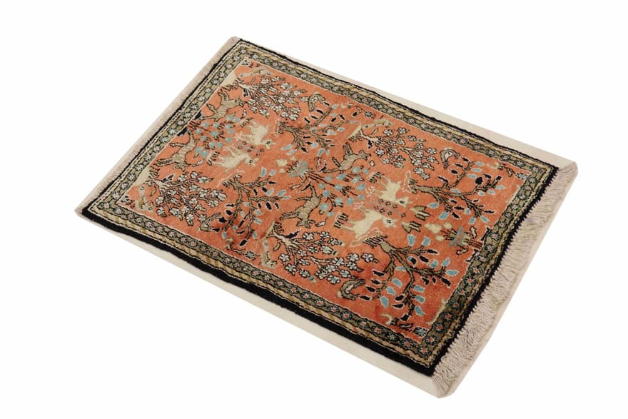 Ghom Seidenteppich 77×57 cm – Handgeknüpft, luxuriös, Orientteppich