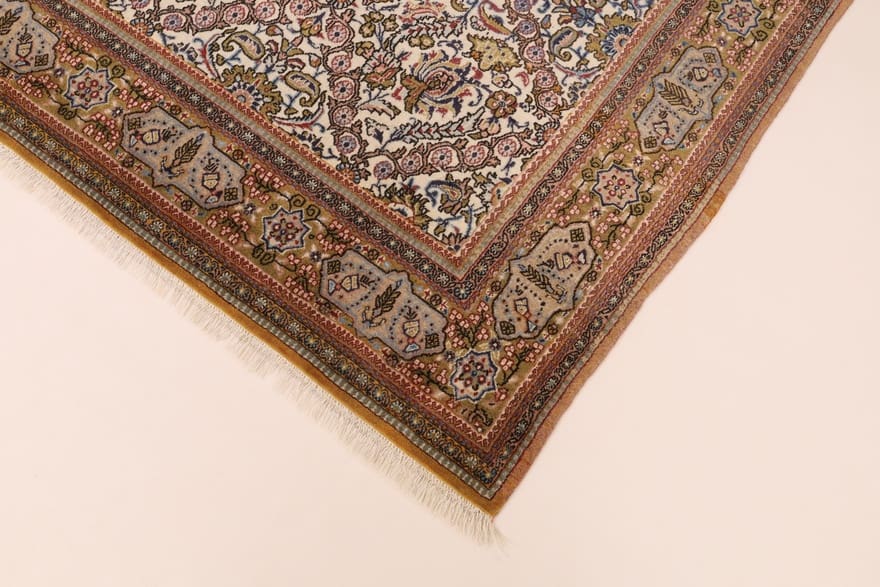 handgeknupfter-qom-teppich-157x263-cm-watteteppich-orientalisch-3 Handgeknüpfter Ghom Perserteppich 263 × 155 cm