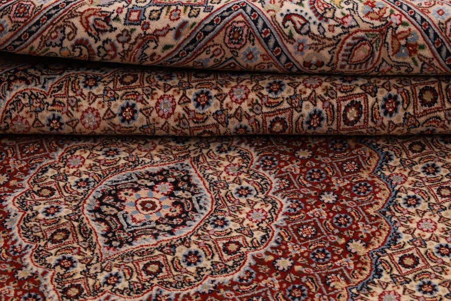 moud-teppich-257x173-cm-medaillon-handgeknupft-perserteppich-2 Moud Perserteppich aus Iran, 255 × 172 cm