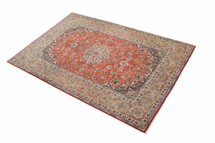 handgeknupfter-isfahan-orientteppich-237x156cm-in-rot-und-blau-3 Handgeknüpfter Isfahan Perserteppich, 235 × 155 cm, Wolle & Seide