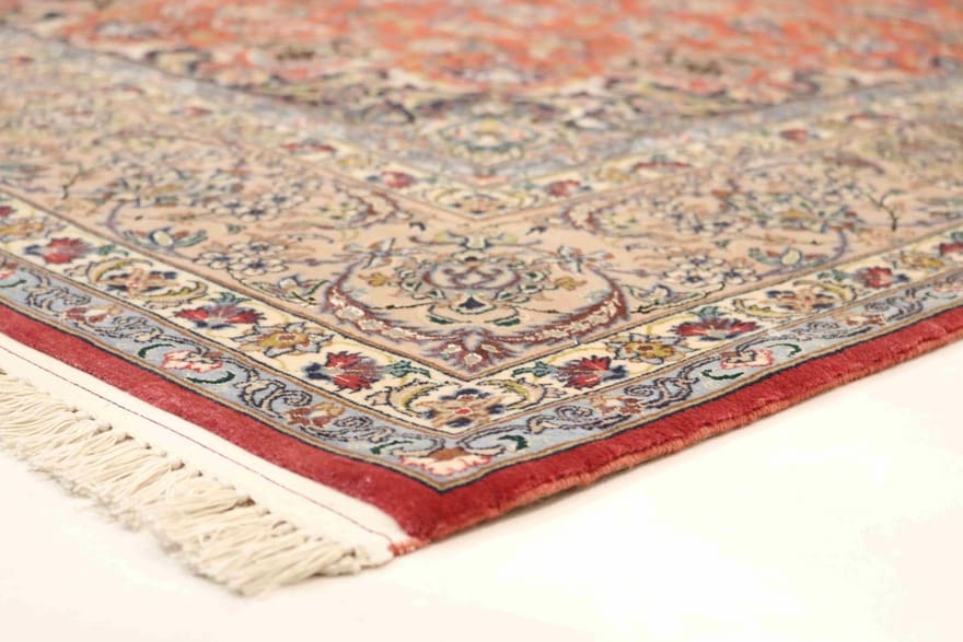 handgeknupfter-isfahan-orientteppich-237x156cm-in-rot-und-blau-4 Handgeknüpfter Isfahan Perserteppich, 235 × 155 cm, Wolle & Seide