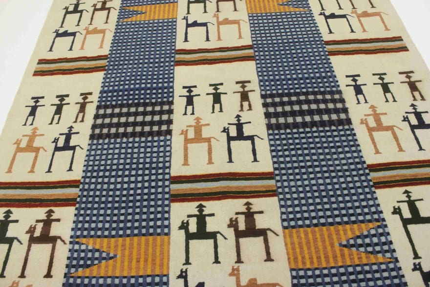 abstrakter-reiter-teppich-251x173-cm-handgeknupft-loribaft-1 Handgeknüpfter Loribaft Orientteppich, 249 × 172 cm, Wolle