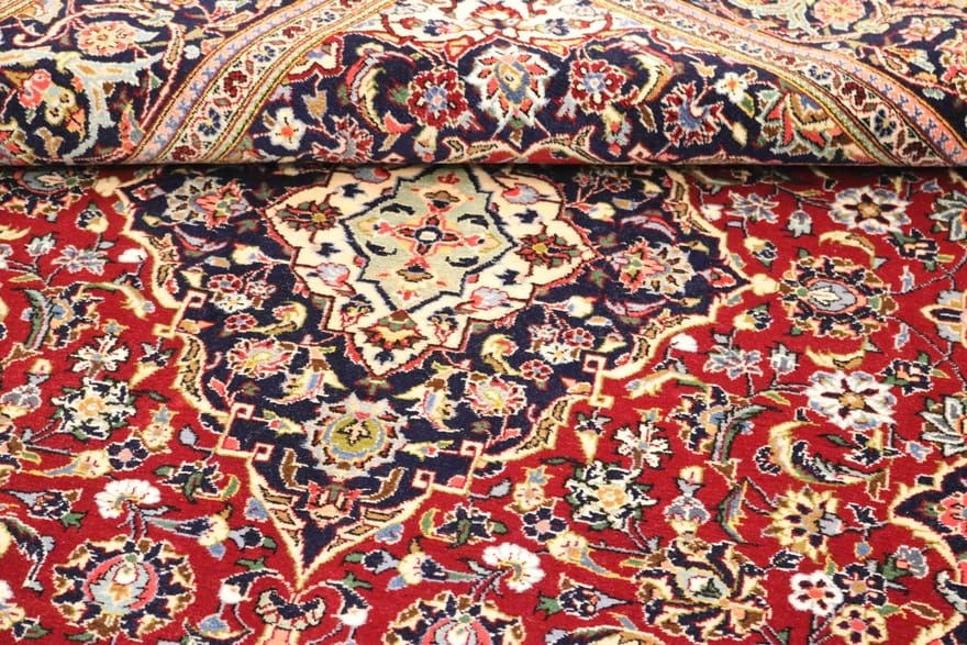 Handgeknüpfter Kashan Perserteppich, 222 × 143 cm, Wolle