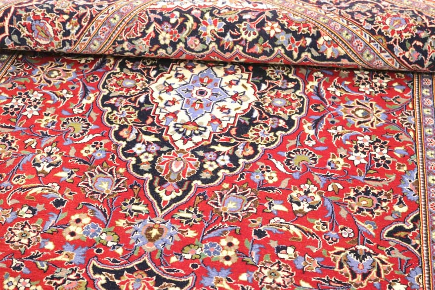 Handgeknüpfter Kashan Perserteppich, 218 × 142 cm, Wolle
