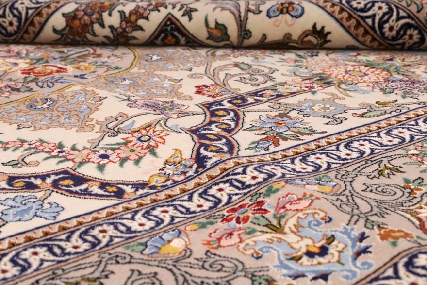 isfahan-mansouri-teppich-197x132-cm-handgeknupft-persischer-luxus-2 Handgeknüpfter Isfahan Perserteppich, 195 × 131 cm, Wolle & Seide