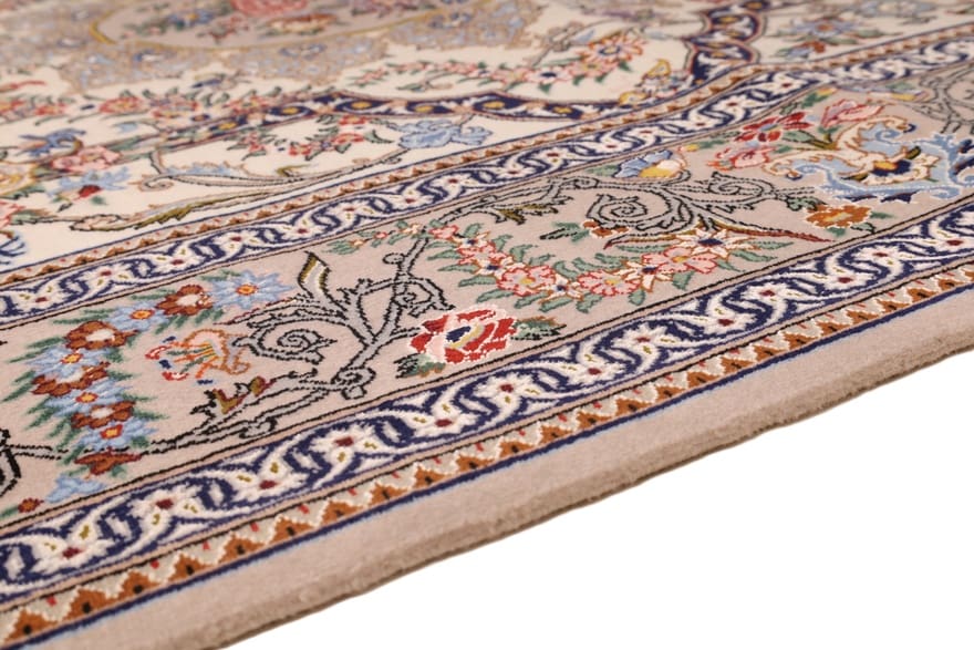 isfahan-mansouri-teppich-197x132-cm-handgeknupft-persischer-luxus-6 Handgeknüpfter Isfahan Perserteppich, 195 × 131 cm, Wolle & Seide