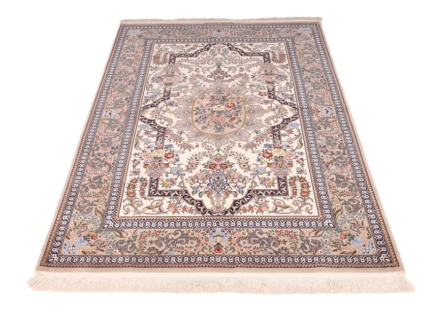 isfahan-mansouri-teppich-197x132-cm-handgeknupft-persischer-luxus-7 Handgeknüpfter Isfahan Perserteppich, 195 × 131 cm, Wolle & Seide