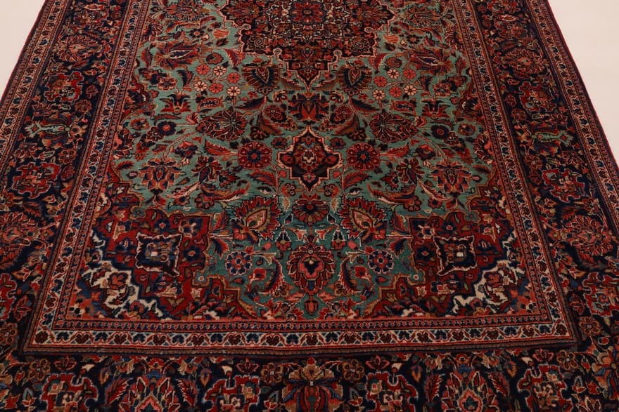Antiker Kashan Perserteppich, 196 × 130 cm, Wolle & Seide
