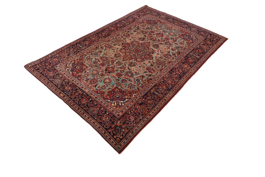 Antiker Kashan Perserteppich, 196 × 130 cm, Wolle & Seide