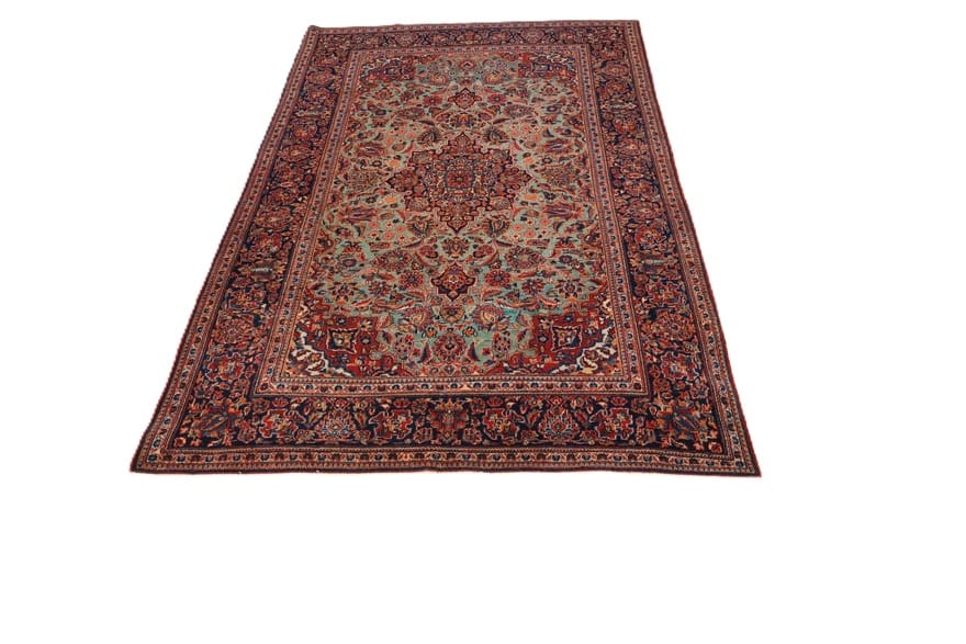 Antiker Kashan Perserteppich, 196 × 130 cm, Wolle & Seide