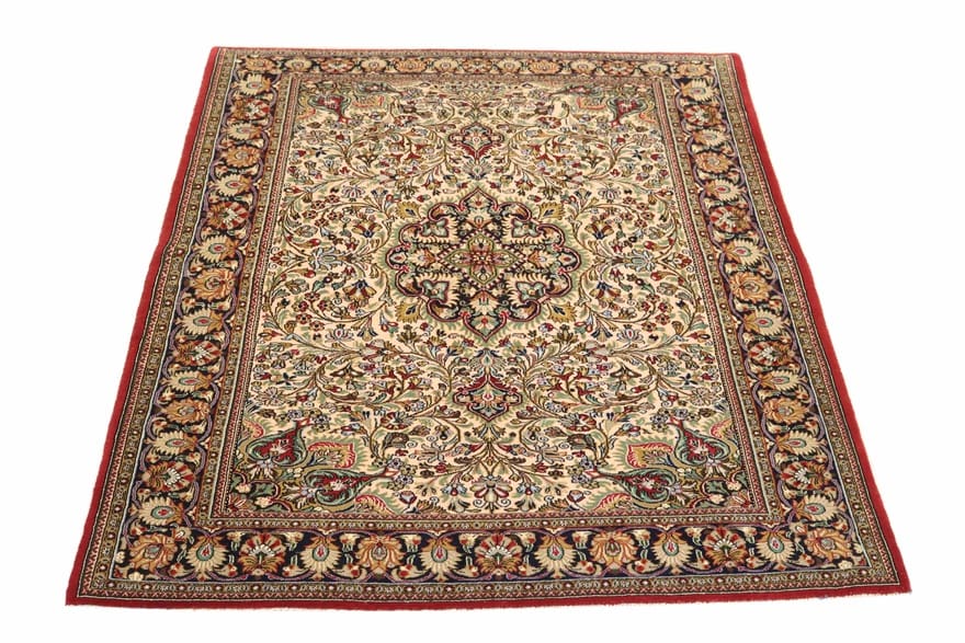 ghom-kork-teppich-199x139-cm-seide-handgeknupft-orientteppich-1 Ghom Perserteppich 197 × 138 cm aus Wolle, handgeknüpft