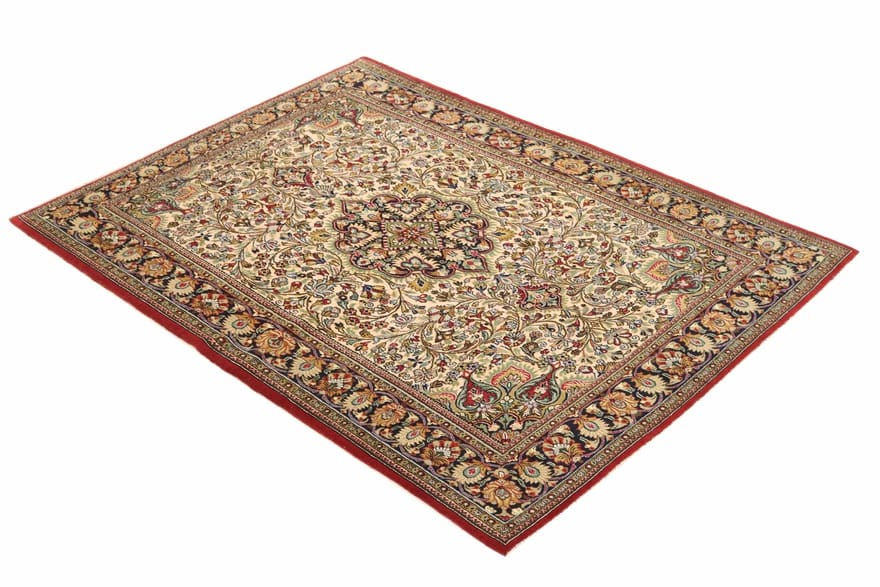 ghom-kork-teppich-199x139-cm-seide-handgeknupft-orientteppich-2 Ghom Perserteppich 197 × 138 cm aus Wolle, handgeknüpft