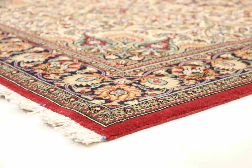 ghom-kork-teppich-199x139-cm-seide-handgeknupft-orientteppich-4 Ghom Perserteppich 197 × 138 cm aus Wolle, handgeknüpft