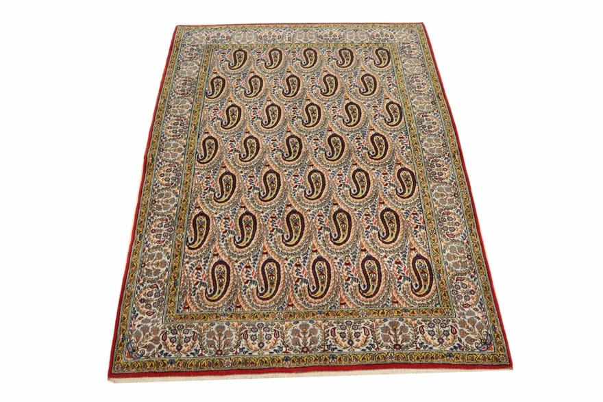 ghom-teppich-205x139-cm-seide-handgeknupft-orientteppich-2 Ghom Perserteppich 203 × 138 cm aus Wolle, handgeknüpft