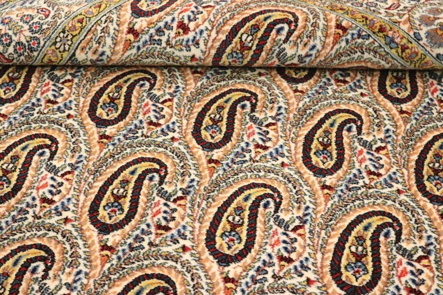 ghom-teppich-205x139-cm-seide-handgeknupft-orientteppich-5 Ghom Perserteppich 203 × 138 cm aus Wolle, handgeknüpft