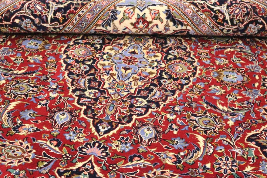 Handgeknüpfter Kashan Perserteppich, 214 × 140 cm, Wolle