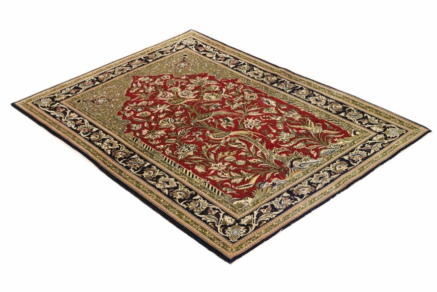 ghom-teppich-204x141-cm-100-seide-handgeknupft-orientteppich-1 Ghom Perserteppich aus Iran, 202 × 140 cm