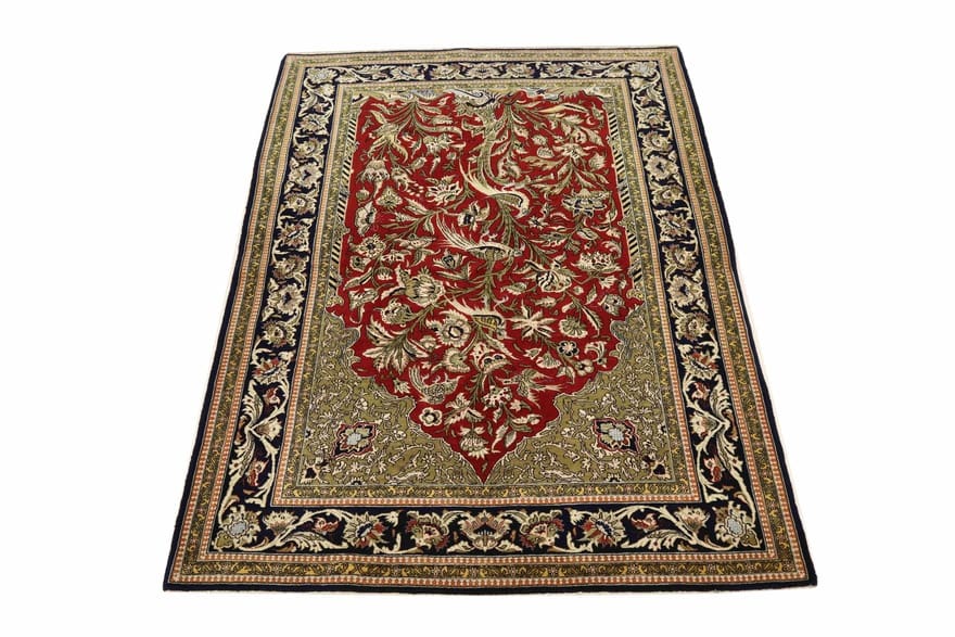 ghom-teppich-204x141-cm-100-seide-handgeknupft-orientteppich-2 Ghom Perserteppich aus Iran, 202 × 140 cm