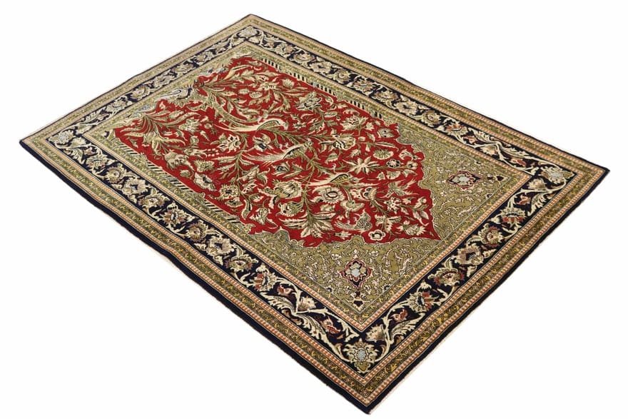 ghom-teppich-204x141-cm-100-seide-handgeknupft-orientteppich-3 Ghom Perserteppich aus Iran, 202 × 140 cm