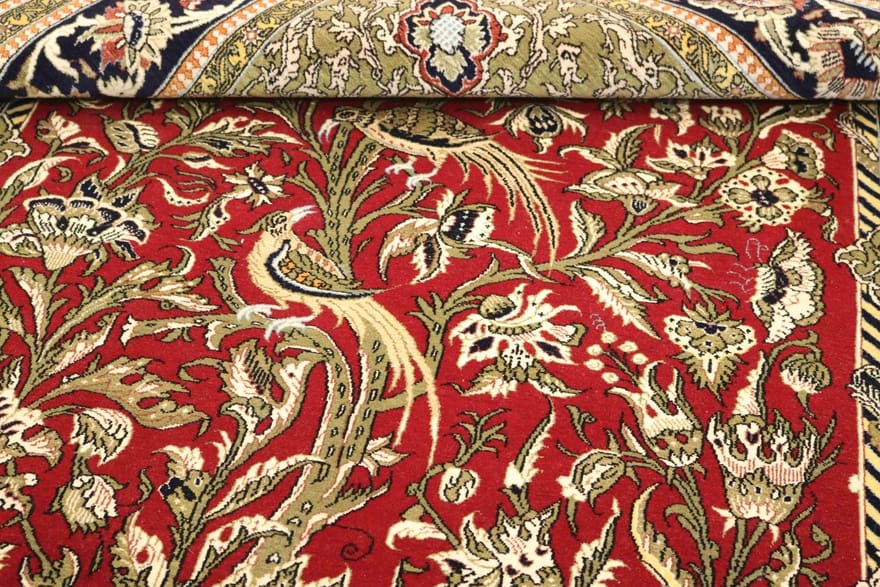 ghom-teppich-204x141-cm-100-seide-handgeknupft-orientteppich-5 Ghom Perserteppich aus Iran, 202 × 140 cm