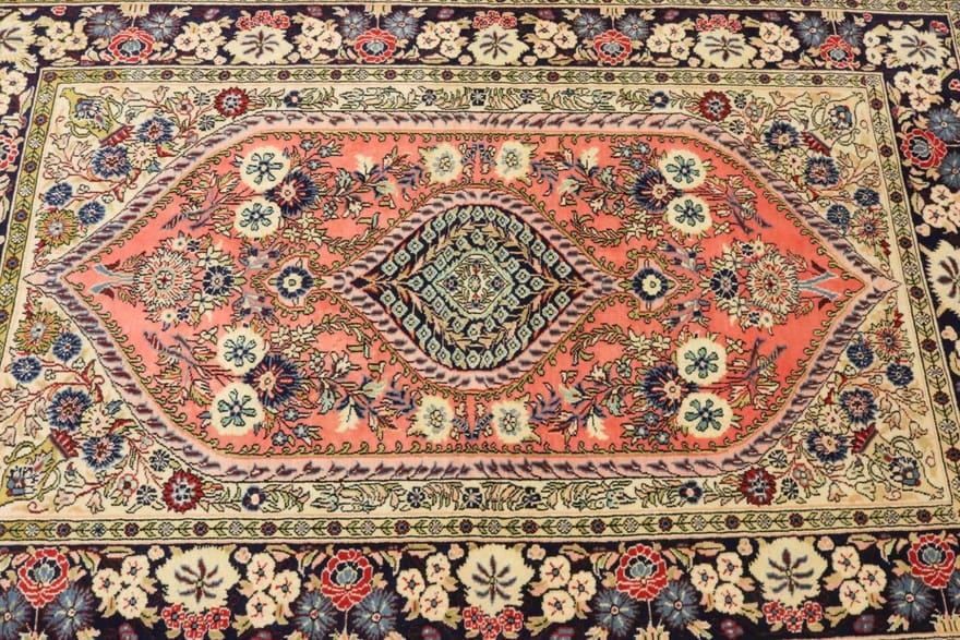 Handgeknüpfter Ghom Perserteppich, 205 × 136 cm, Wolle & Seide