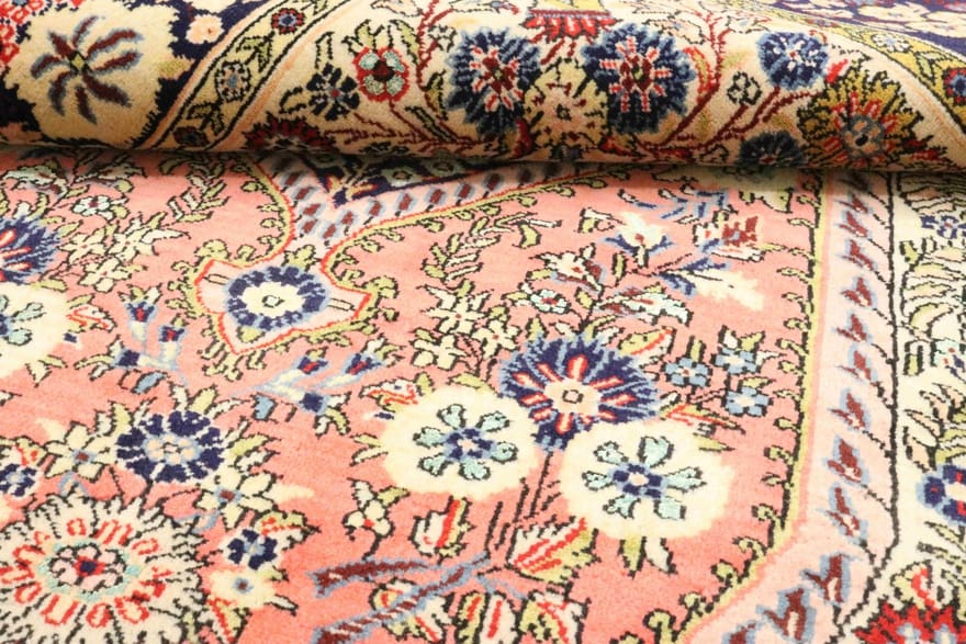 Handgeknüpfter Ghom Perserteppich, 205 × 136 cm, Wolle & Seide