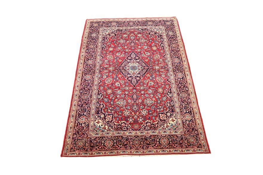 Antiker Kashan Perserteppich aus Iran, 220 × 139 cm