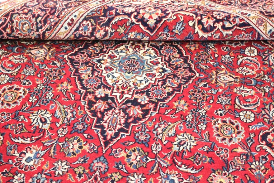 Antiker Kashan Perserteppich aus Iran, 220 × 139 cm