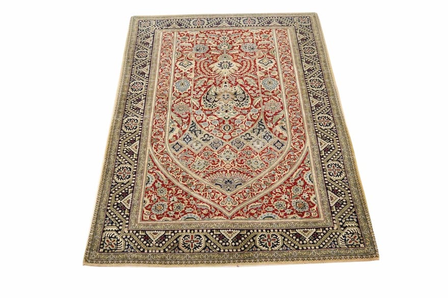 ghom-teppich-202x137-cm-seide-handgeknupft-luxus-orientteppich-3 Ghom Perserteppich aus Iran, 200 × 136 cm