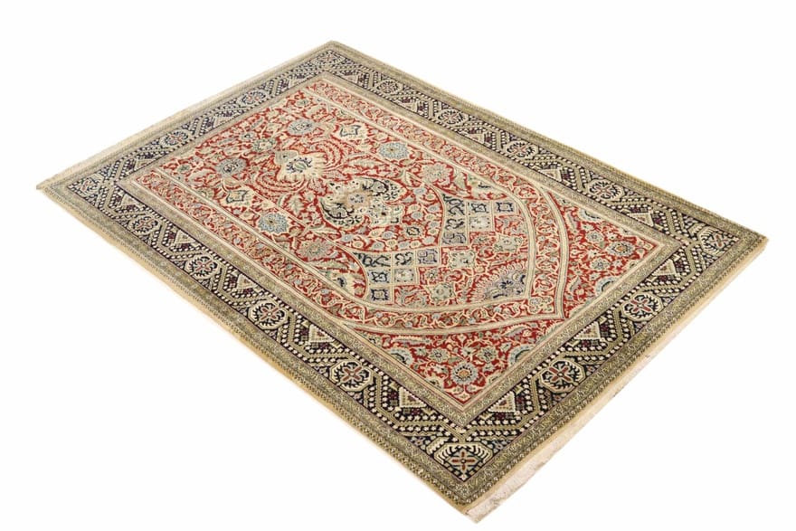 ghom-teppich-202x137-cm-seide-handgeknupft-luxus-orientteppich-4 Ghom Perserteppich aus Iran, 200 × 136 cm