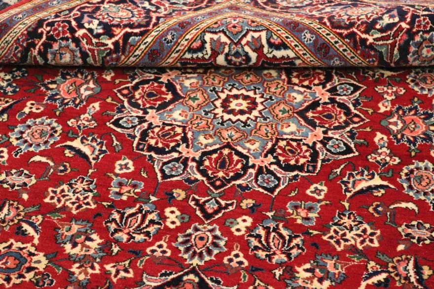Antiker Kashan Perserteppich aus Iran, 212 × 137 cm