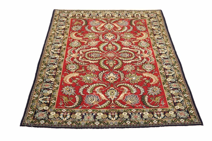 ghom-kork-teppich-214x134-cm-luxurioser-seidenteppich-handgeknupft-2 Handgeknüpfter Ghom Perserteppich 212 × 133 cm