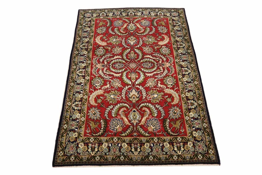 ghom-kork-teppich-214x134-cm-luxurioser-seidenteppich-handgeknupft-4 Handgeknüpfter Ghom Perserteppich 212 × 133 cm