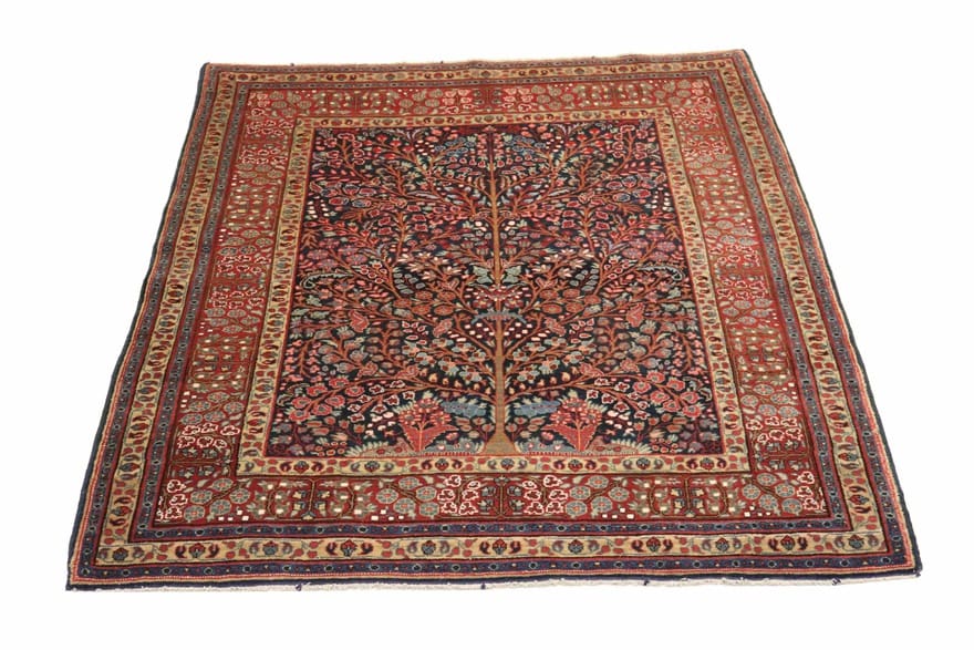 antiker-tabriz-teppich-192x131-cm-wolle-lebensbaum-motiv-handgeknupft-3 Antiker Täbriz Perserteppich aus Iran, 190 × 130 cm