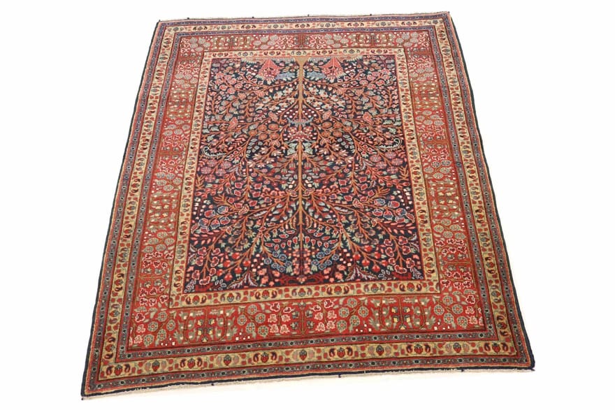 antiker-tabriz-teppich-192x131-cm-wolle-lebensbaum-motiv-handgeknupft-4 Antiker Täbriz Perserteppich aus Iran, 190 × 130 cm
