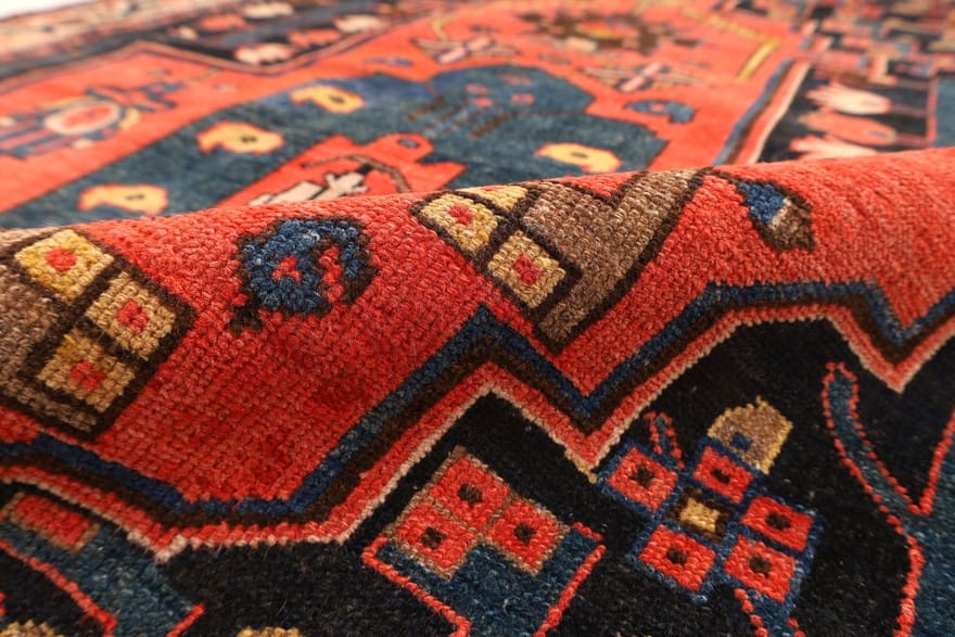 antiker-malayer-orientteppich-203x127-cm-handgeknupft-unikat-5 Malayer Perserteppich 201 × 126 cm aus Wolle, handgeknüpft