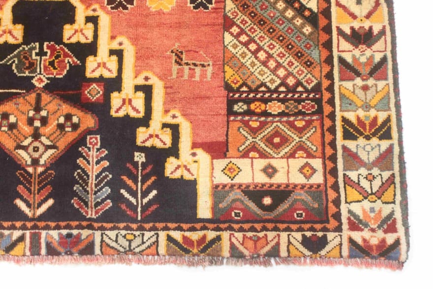ghashghai-teppich-212x133-cm-rot-orange-160000-knoten-m-handgeknupft-1-1 Handgeknüpfter Qashqai Perserteppich 210 × 132 cm