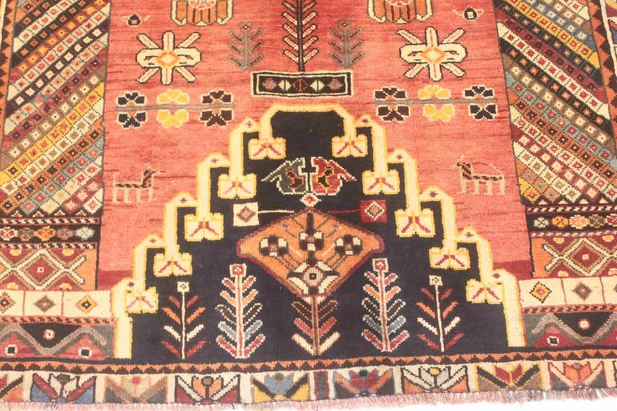 ghashghai-teppich-212x133-cm-rot-orange-160000-knoten-m-handgeknupft-1-4 Handgeknüpfter Qashqai Perserteppich 210 × 132 cm