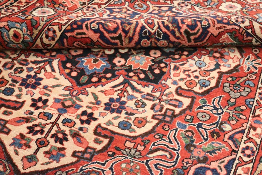 antiker-saman-teppich-221x141-cm-handgeknupft-wolle-orientteppich-4 Perserteppich 219 × 140 cm aus Wolle, handgeknüpft