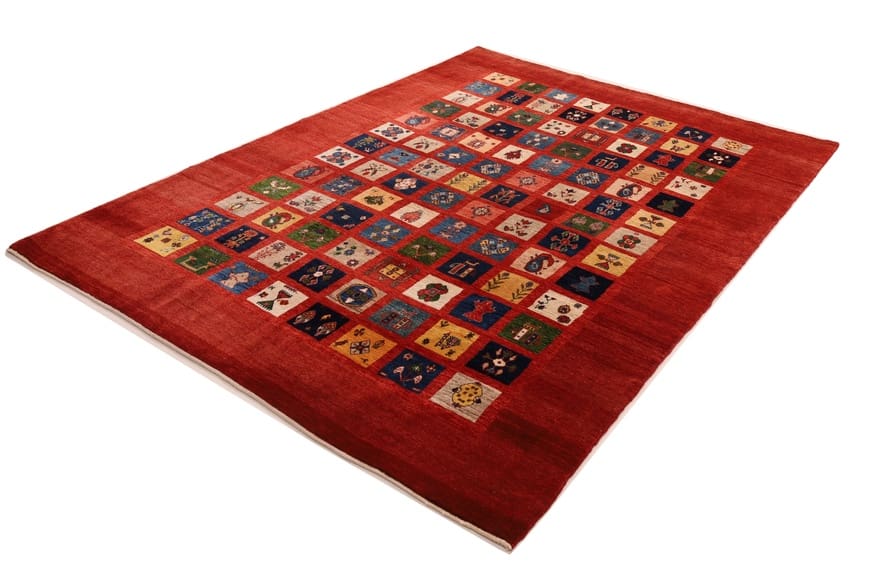 farbenfroher-loribaft-teppich-310x222-cm-200000-knoten-handgeknupft-2 Loribaft Orientteppich 308 × 221 cm aus Wolle, handgeknüpft