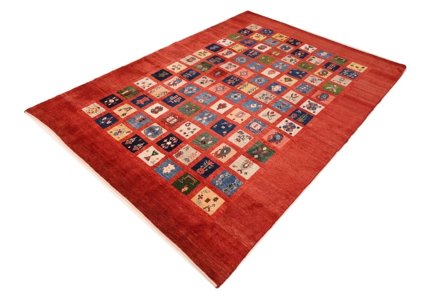 farbenfroher-loribaft-teppich-310x222-cm-200000-knoten-handgeknupft-3 Loribaft Orientteppich 308 × 221 cm aus Wolle, handgeknüpft