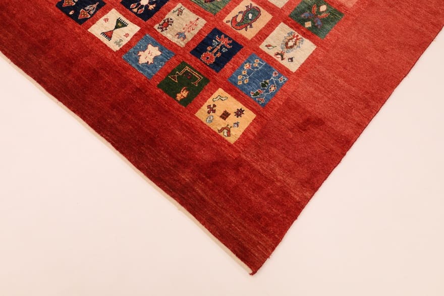 farbenfroher-loribaft-teppich-310x222-cm-200000-knoten-handgeknupft-4 Loribaft Orientteppich 308 × 221 cm aus Wolle, handgeknüpft